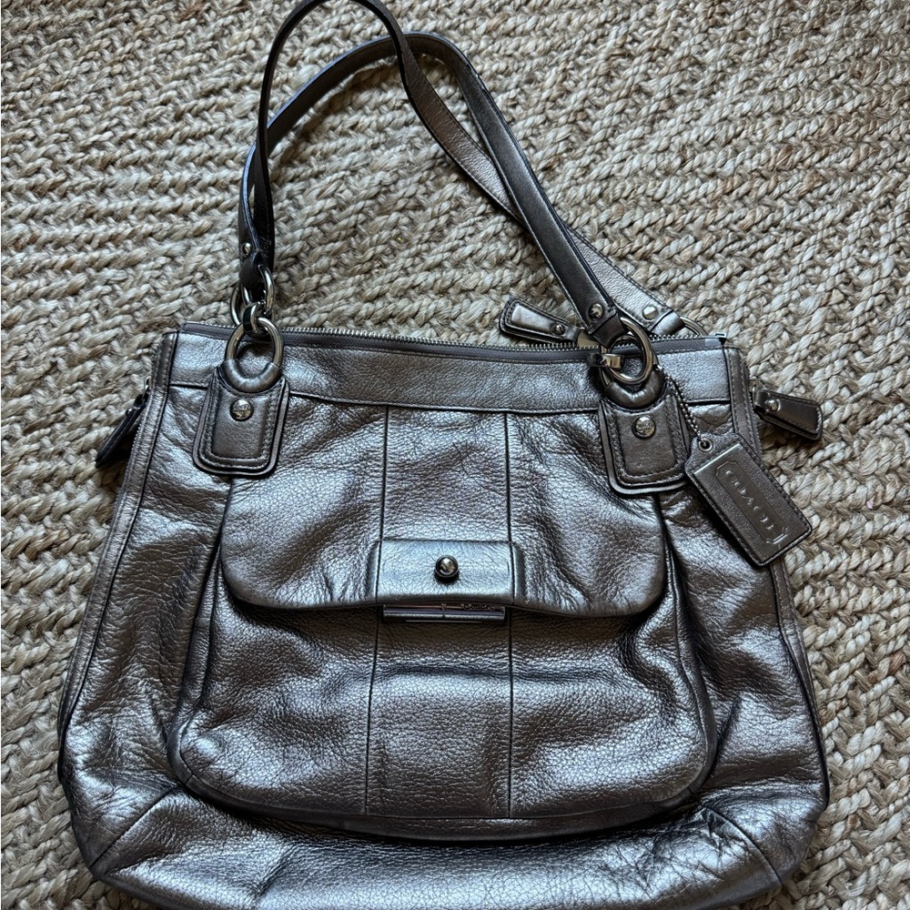 Coach Kristin Metallic Leather Tote Bag